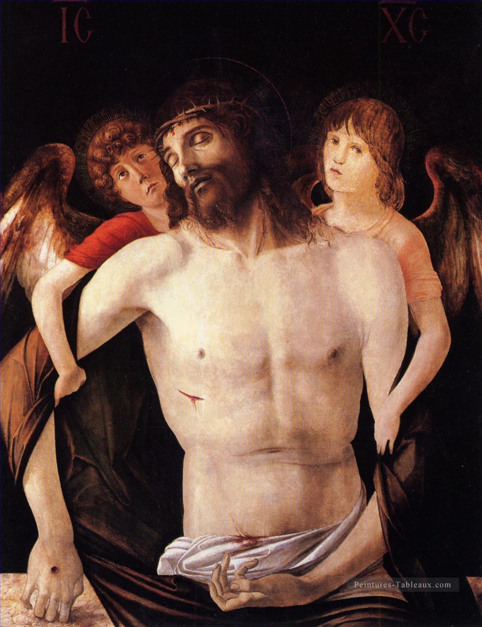 Le Christ mort soutenu par deux anges Renaissance Giovanni Bellini Peintures à l'huile
